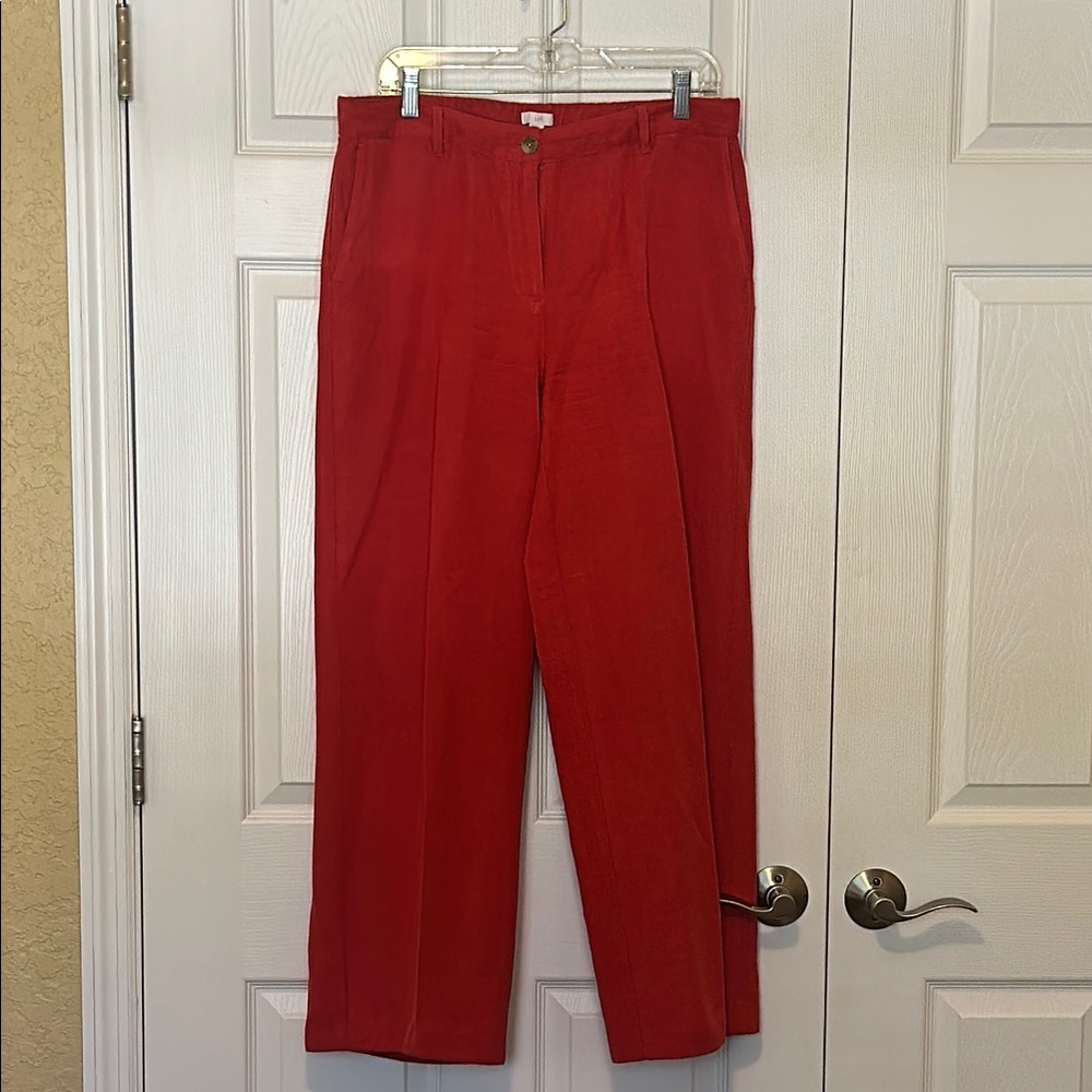 J. Jill Wide-Leg Red Linen-Blend Pants. Size 12. Like new.